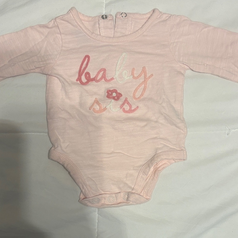 Mud Pie Pink 'Baby Sis' Long Sleeve Bodysuit